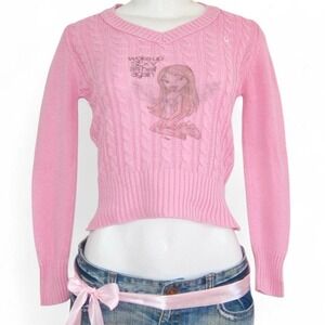 y2k pink graphic knit sweater
